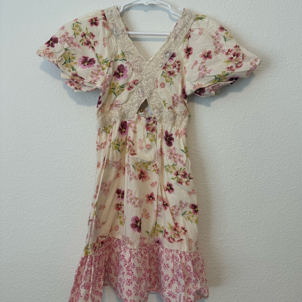 Zara Kids Floral Pink and Cream Kids Dress